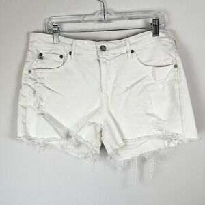 AG Denim The Hailey Cutoff Ex-Boyfriend Shorts Women 32 White Distressed‎ Crisp